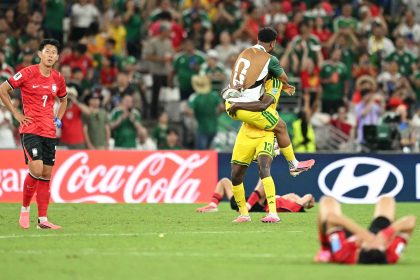 Lyle Foster celebrates with teammate Sphephelo Sithole