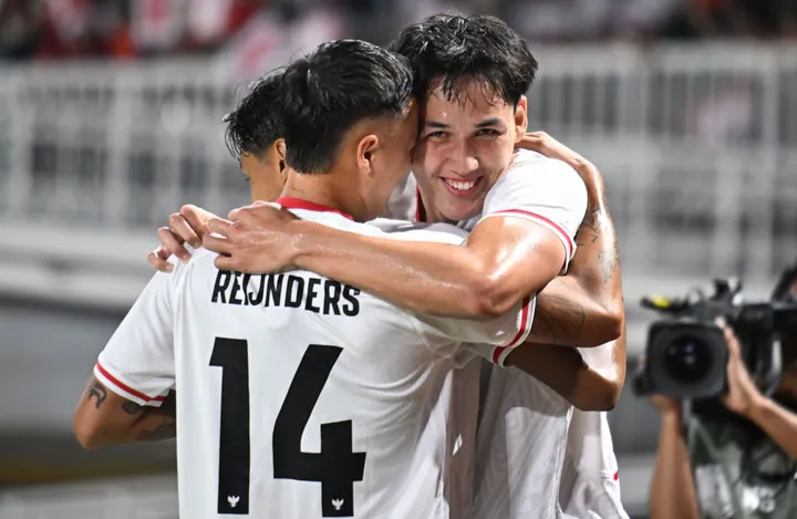 Mitchell Lee Baker (right) celebrates with teammate Eliano Reijnders